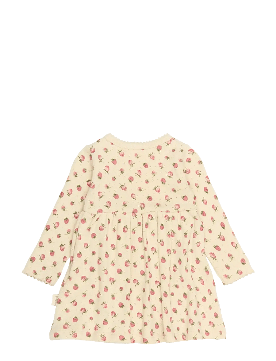 Petit Piao - PPDea L_S Body Dress Fold NB - langærmede babykjoler - fog strawberry aop - 1