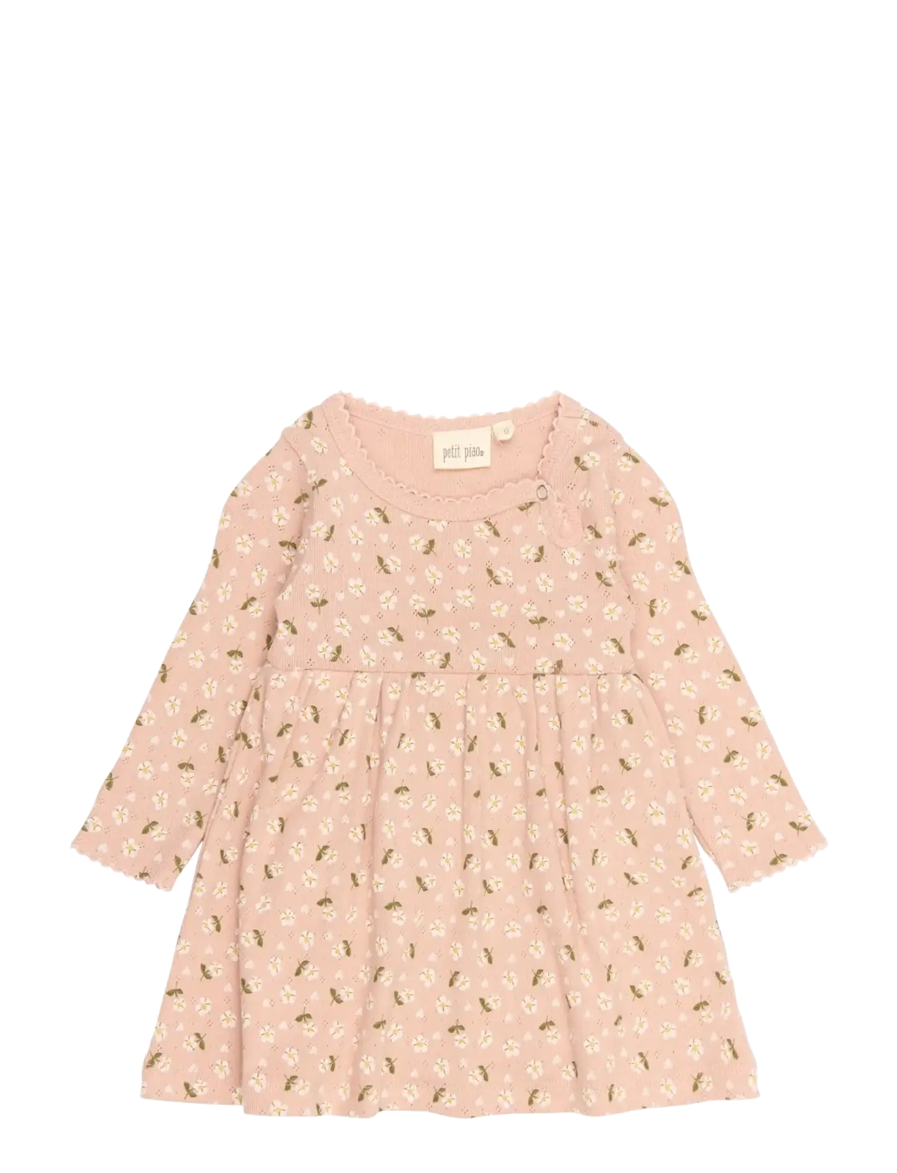 Petit Piao PPDea L_S Body Dress Fold NB - Långärmade babyklänningar - MISTY ROSE FLOWER AOP / pink/rose