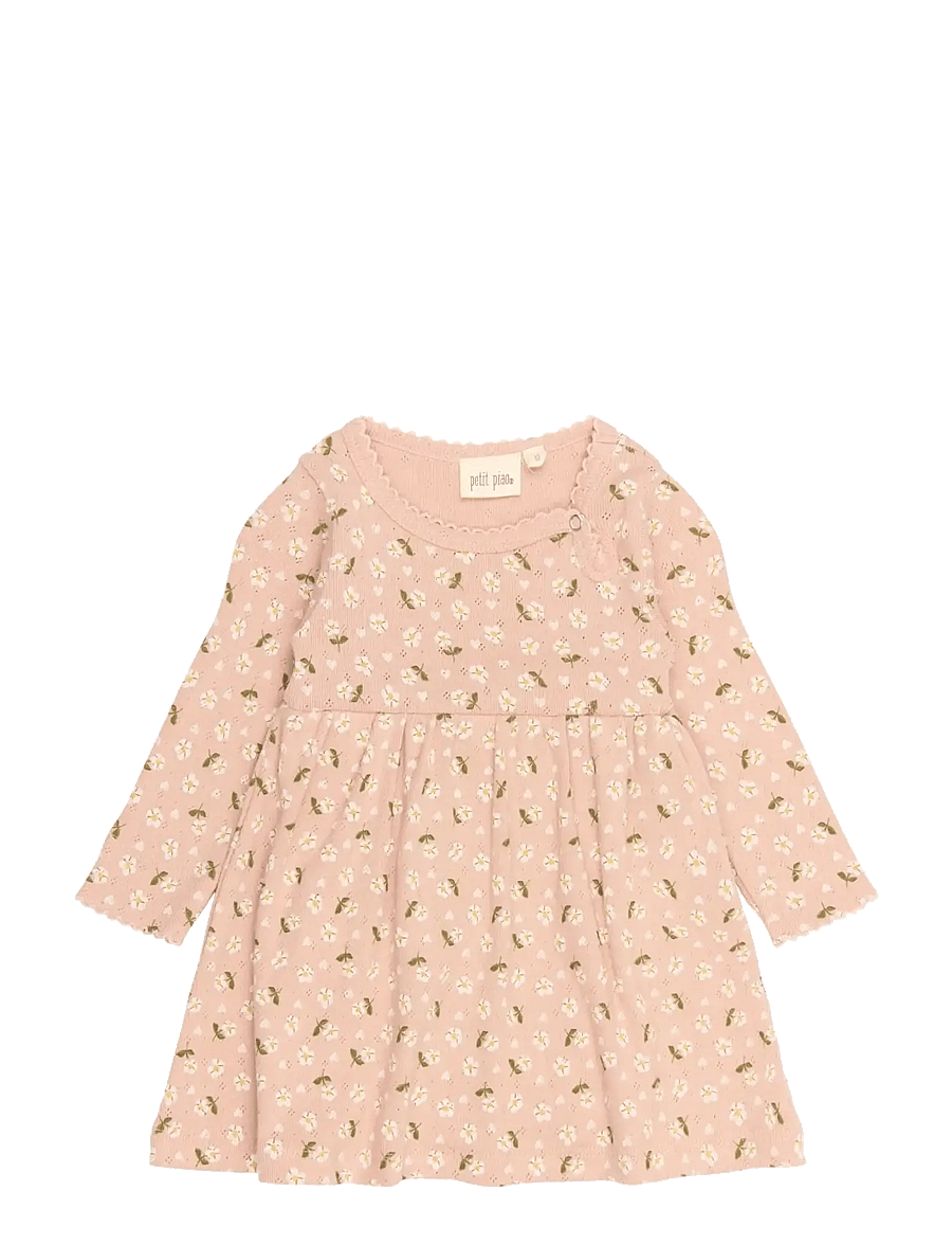 Petit Piao - PPDea L_S Body Dress Fold NB - langærmede babykjoler - misty rose flower aop - 0