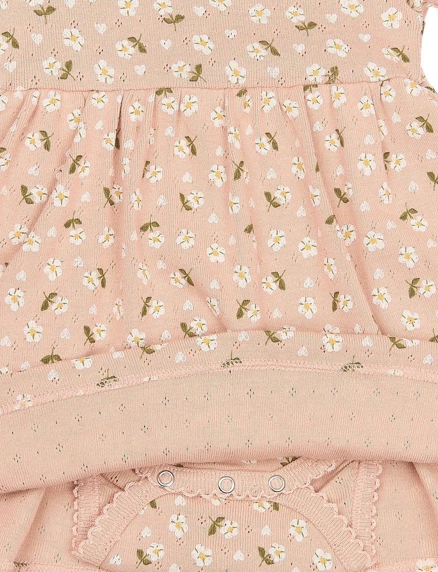 Petit Piao - PPDea L_S Body Dress Fold NB - langærmede babykjoler - misty rose flower aop - 2