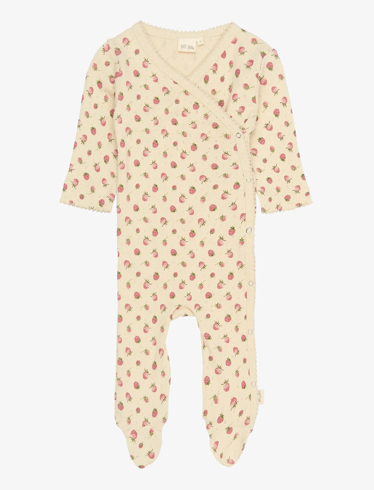 Petit Piao - PPDea L_S Jumpsuit Fold Feet NB - langärmelig - fog strawberry aop - 1