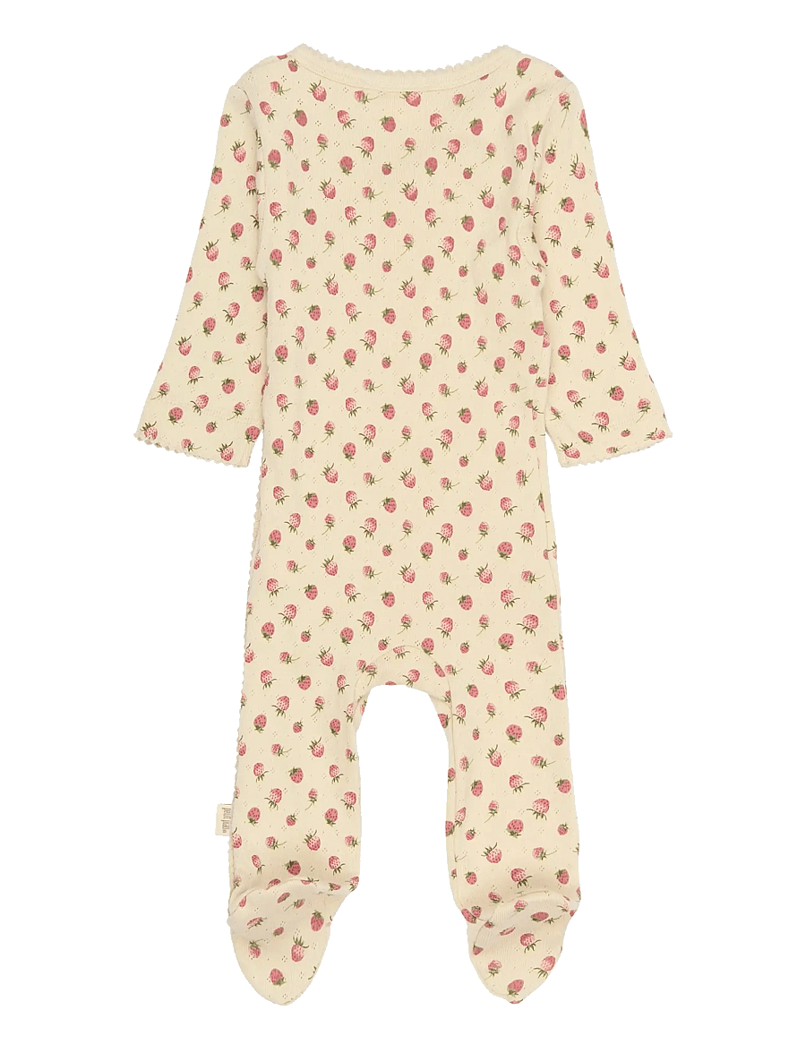 Petit Piao - PPDea L_S Jumpsuit Fold Feet NB - langærmede heldragter - fog strawberry aop - 2