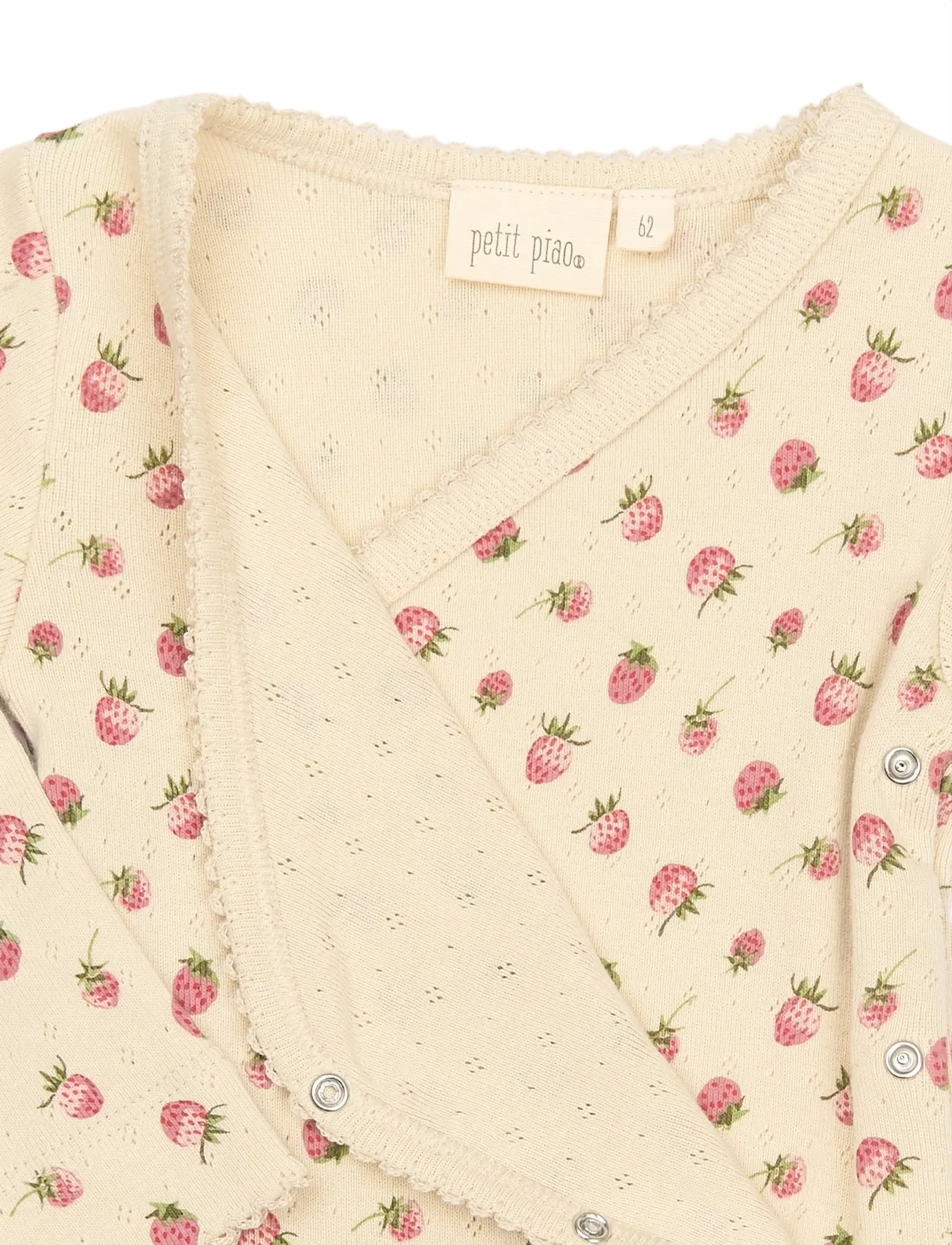 Petit Piao - PPDea L_S Jumpsuit Fold Feet NB - langærmede heldragter - fog strawberry aop - 4