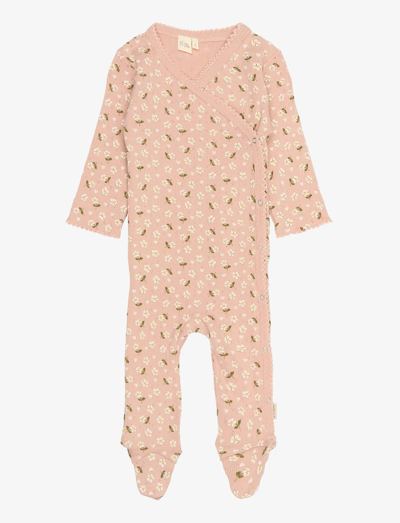 Petit Piao - PPDea L_S Jumpsuit Fold Feet NB - langærmede heldragter - misty rose flower aop - 0