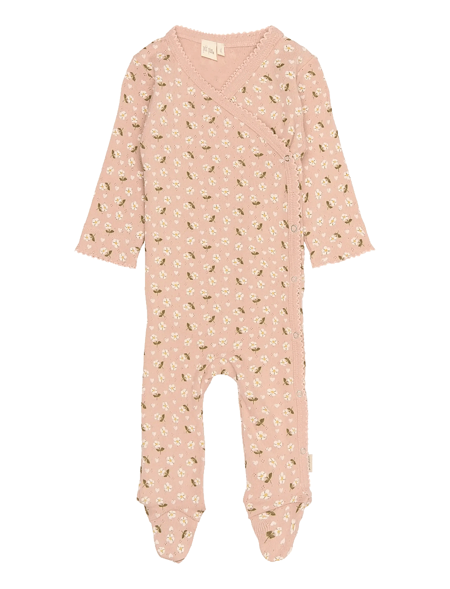 Petit Piao - PPDea L_S Jumpsuit Fold Feet NB - pikkade varrukatega - misty rose flower aop - 0