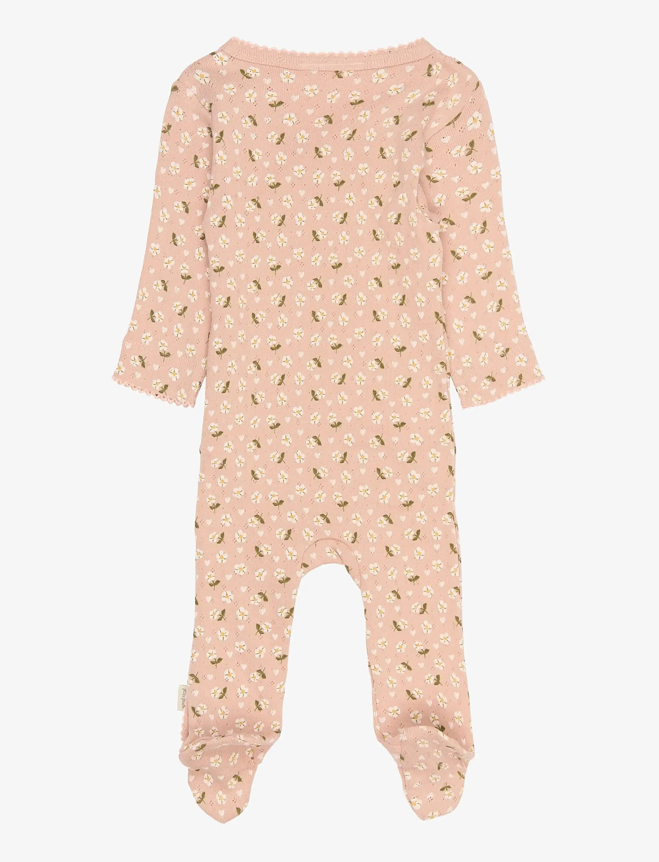 Petit Piao - PPDea L_S Jumpsuit Fold Feet NB - langærmede heldragter - misty rose flower aop - 1