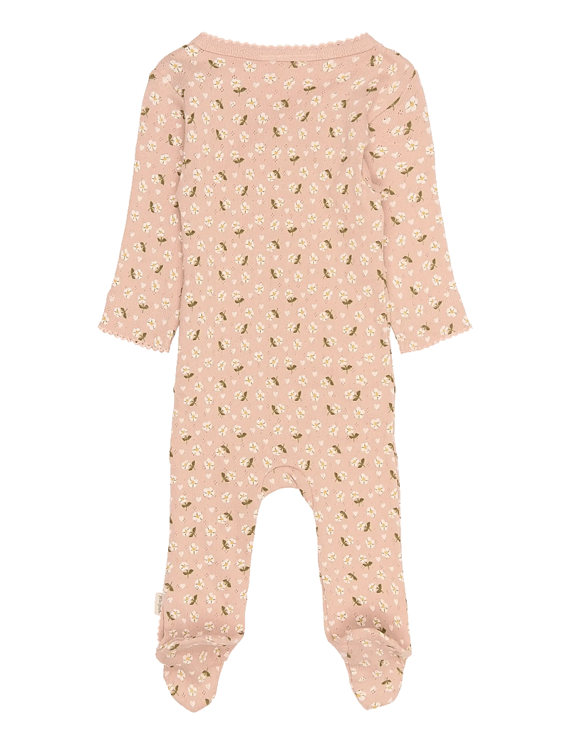 Petit Piao - PPDea L_S Jumpsuit Fold Feet NB - langærmede heldragter - misty rose flower aop - 1
