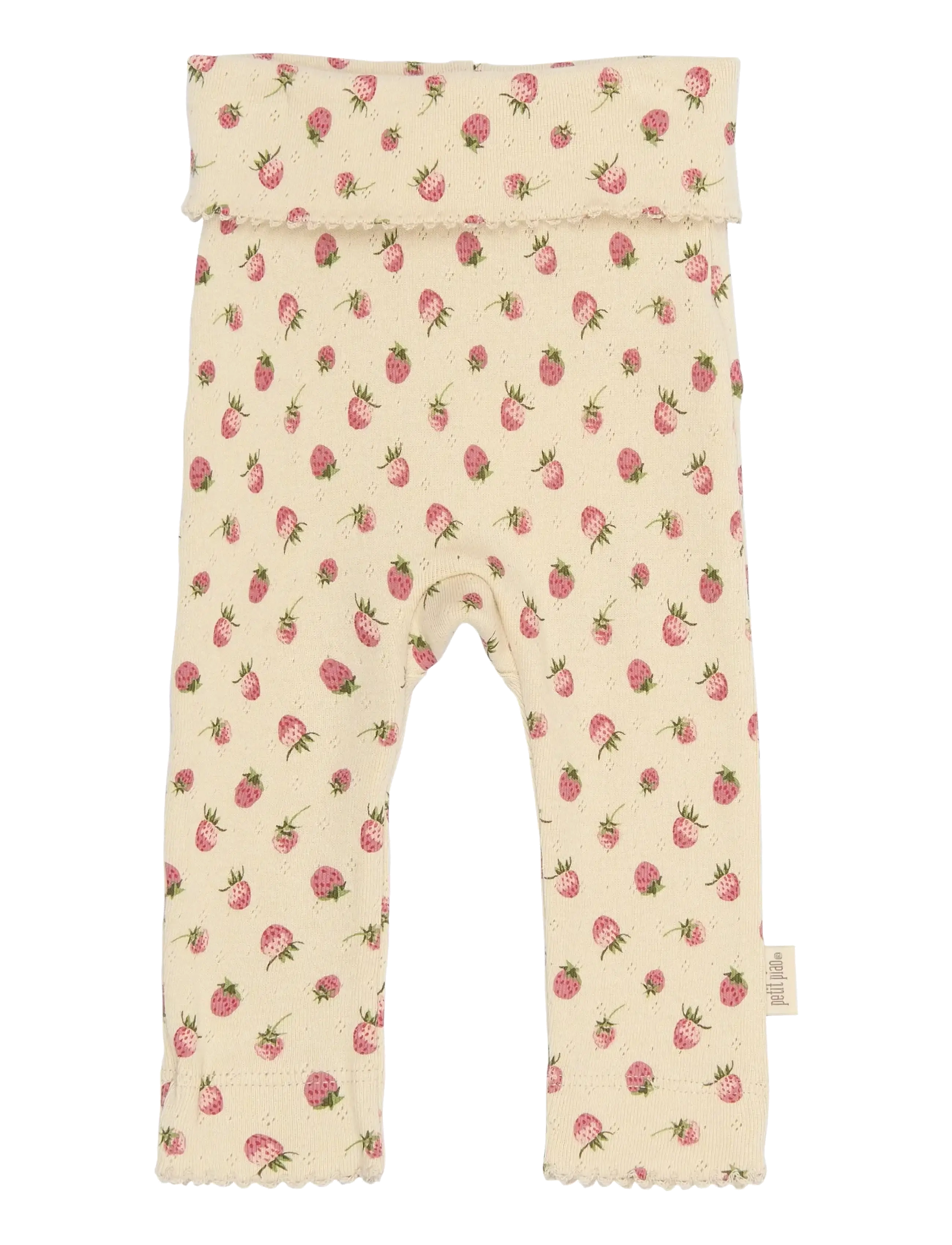 Petit Piao PPDea High Waist Leggings NB - Baby 44-92 - FOG STRAWBERRY AOP / cream