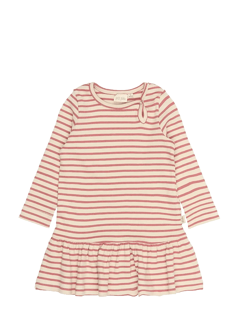 Petit Piao - PPSky L_S Dress - langærmede hverdagskjoler - dusty rose striped - 0