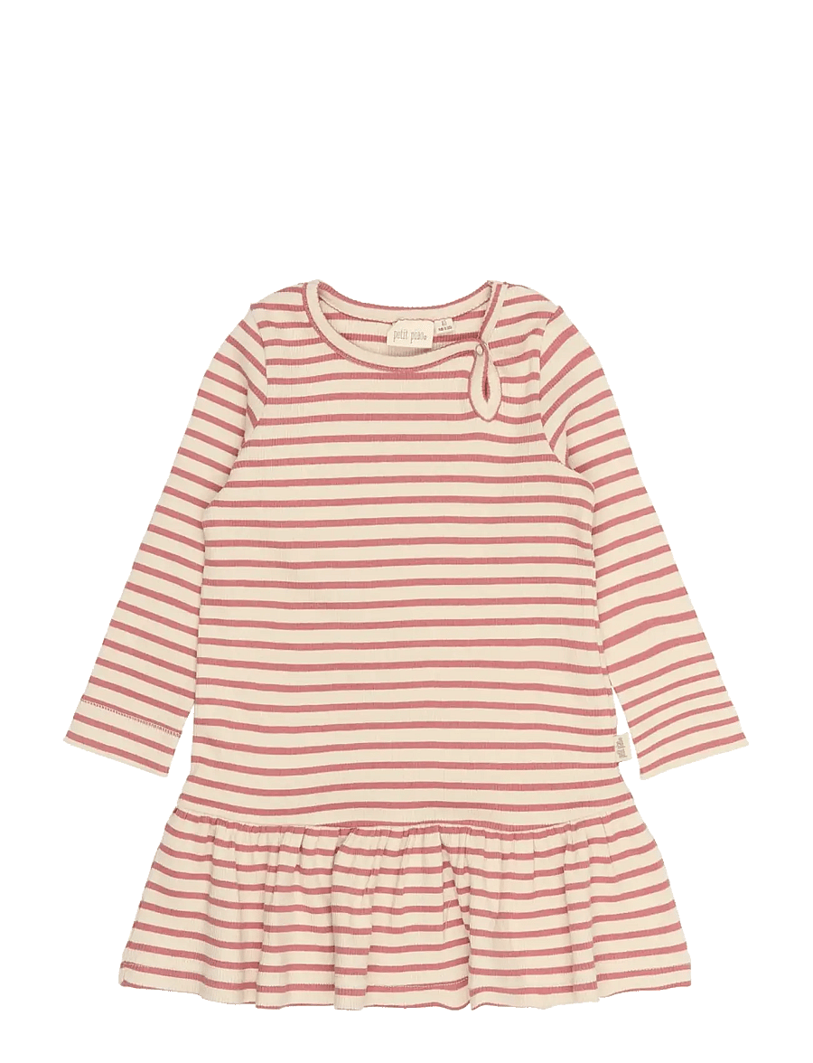 Petit Piao - PPSky L_S Dress - langärmelige freizeitkleider - dusty rose striped - 0