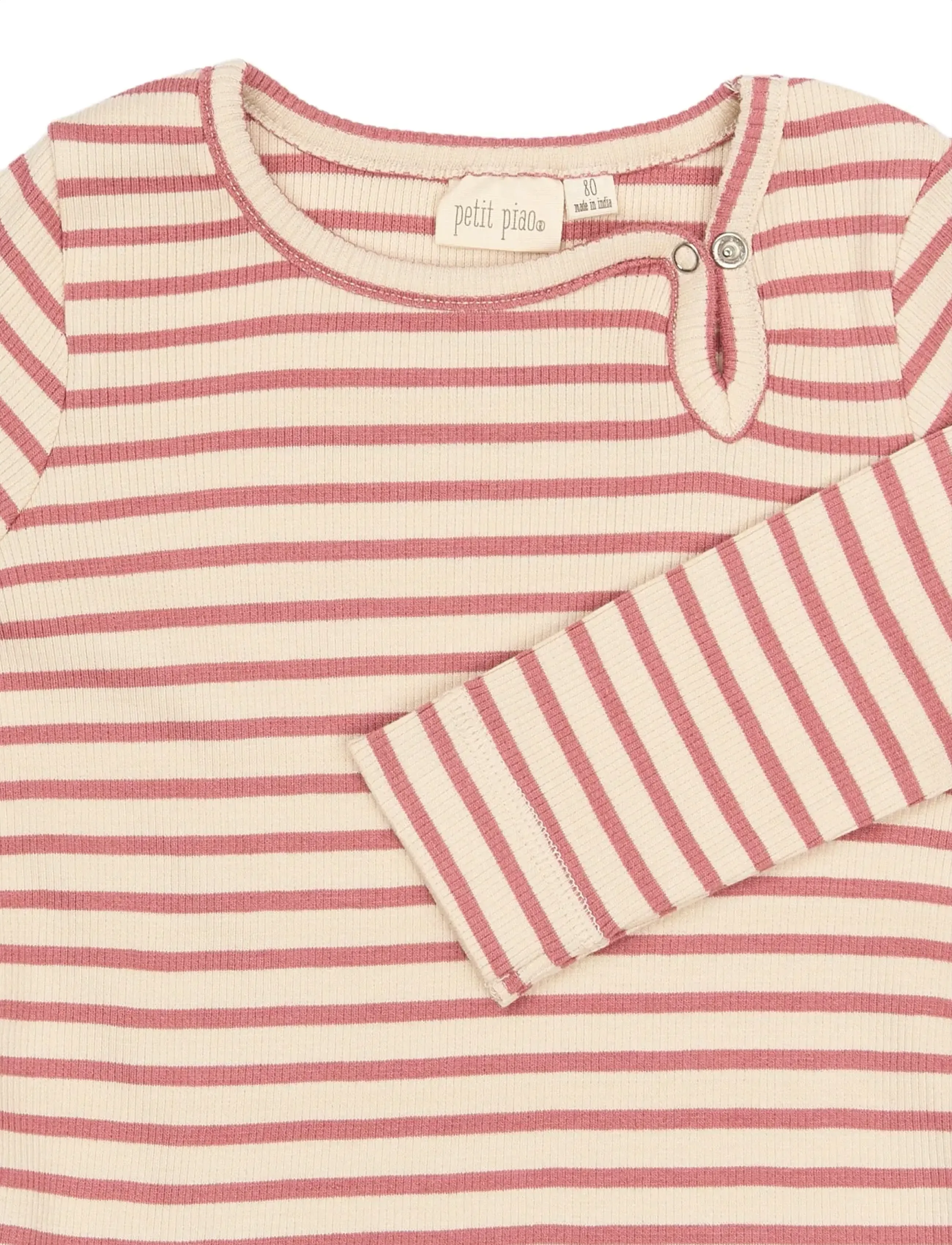 Petit Piao - PPSky L_S Dress - langärmelige freizeitkleider - dusty rose striped - 2