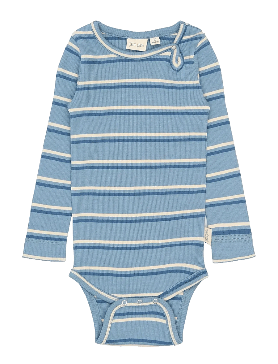Petit Piao - PPElis L_S Body - langerma samfellur - infinity striped - 0