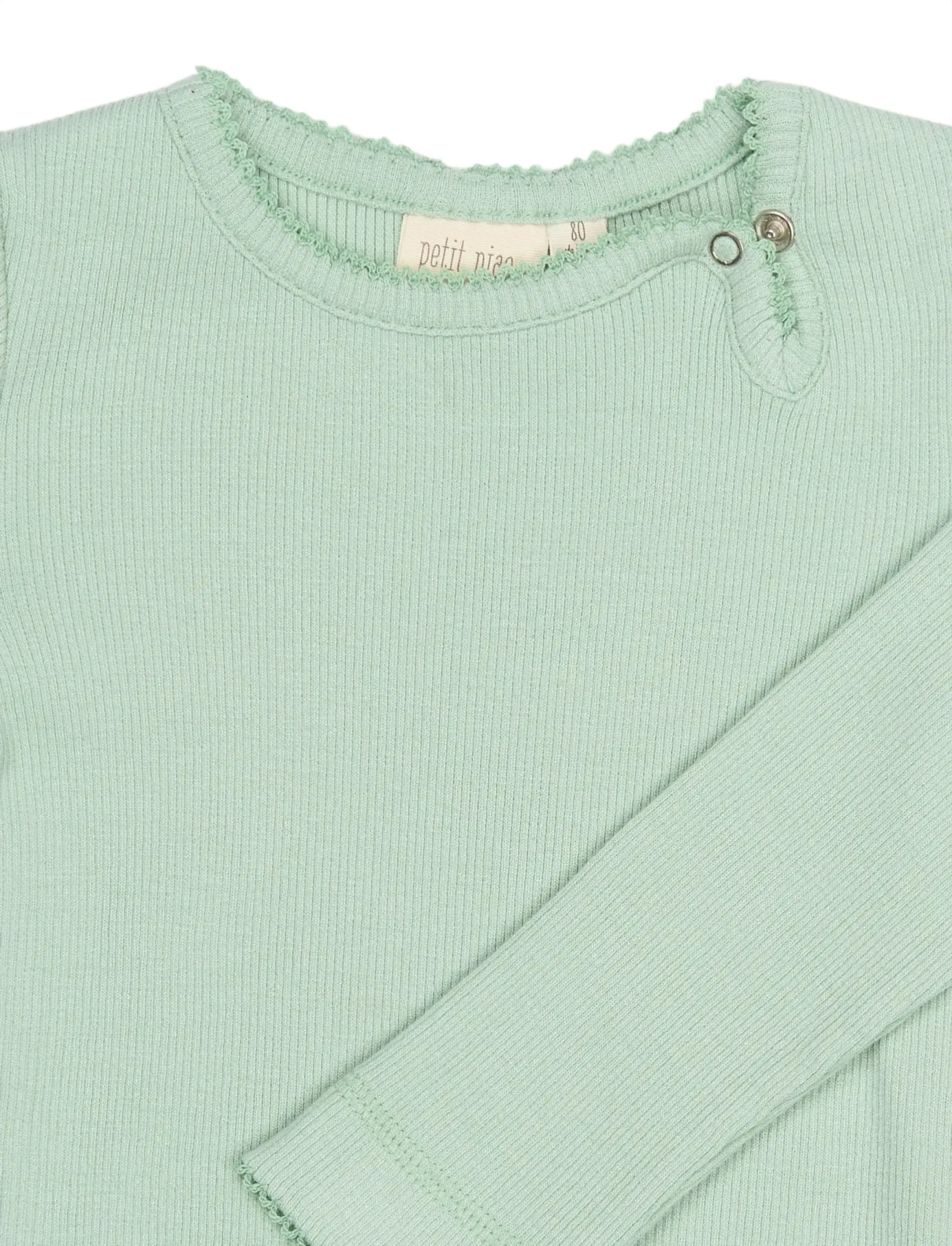 Petit Piao - PPSea L_S Body - long-sleeved bodies - frosty green - 2