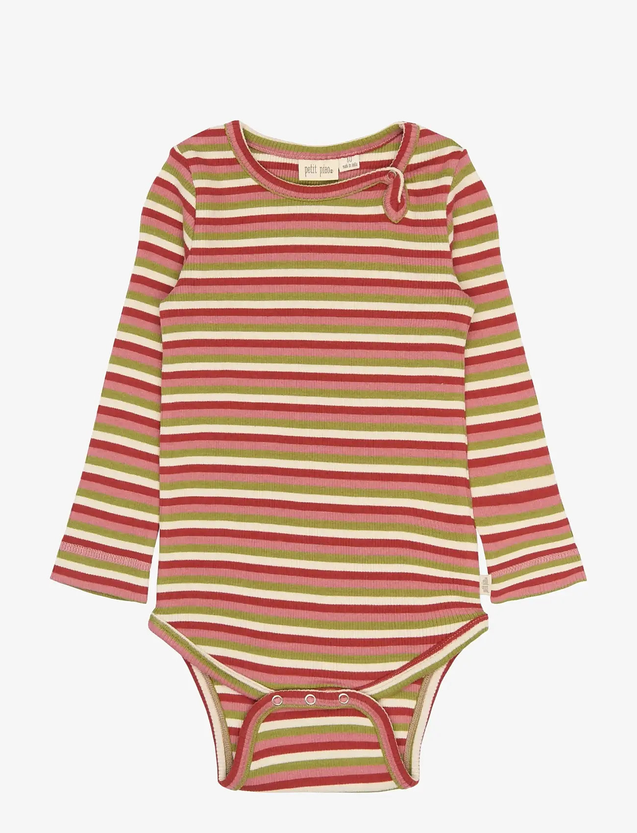 Petit Piao - PPSong L_S Body - langærmede bodyer - dusty rose multistriped - 0