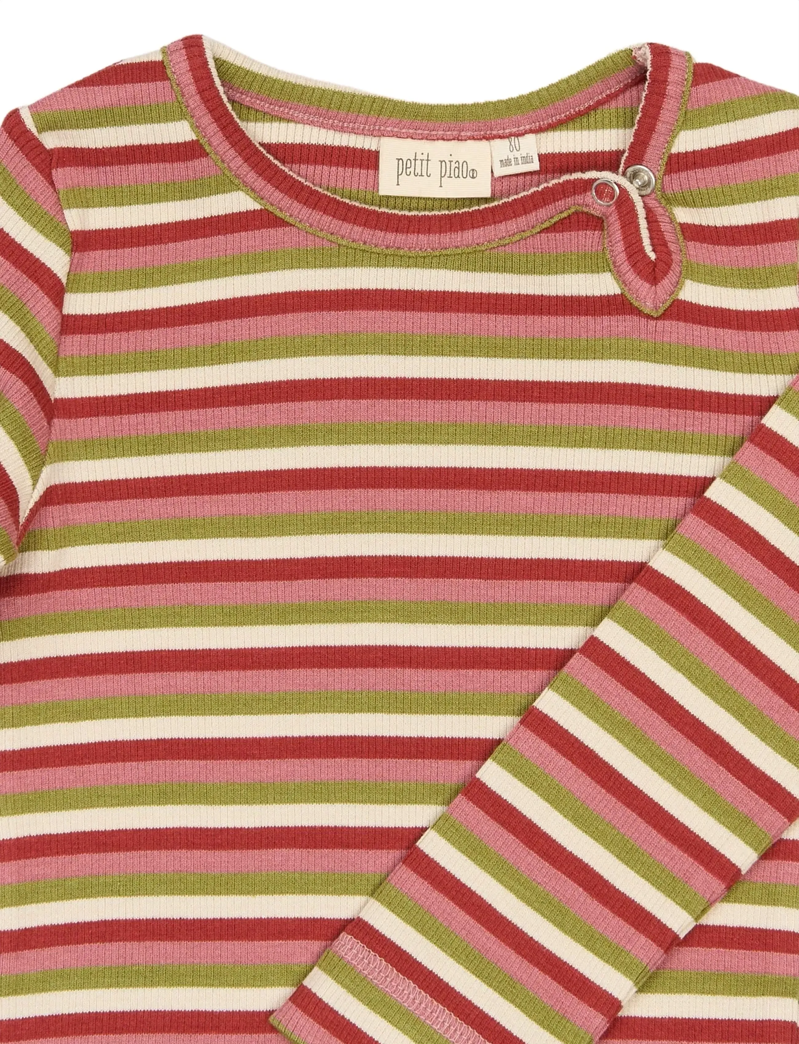 Petit Piao - PPSong L_S Body - pikkade varrukatega bodid - dusty rose multistriped - 2