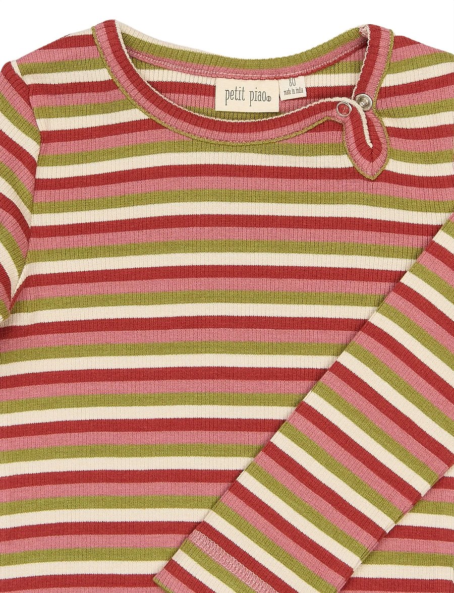 Petit Piao - PPSong L_S Body - pikkade varrukatega bodid - dusty rose multistriped - 2