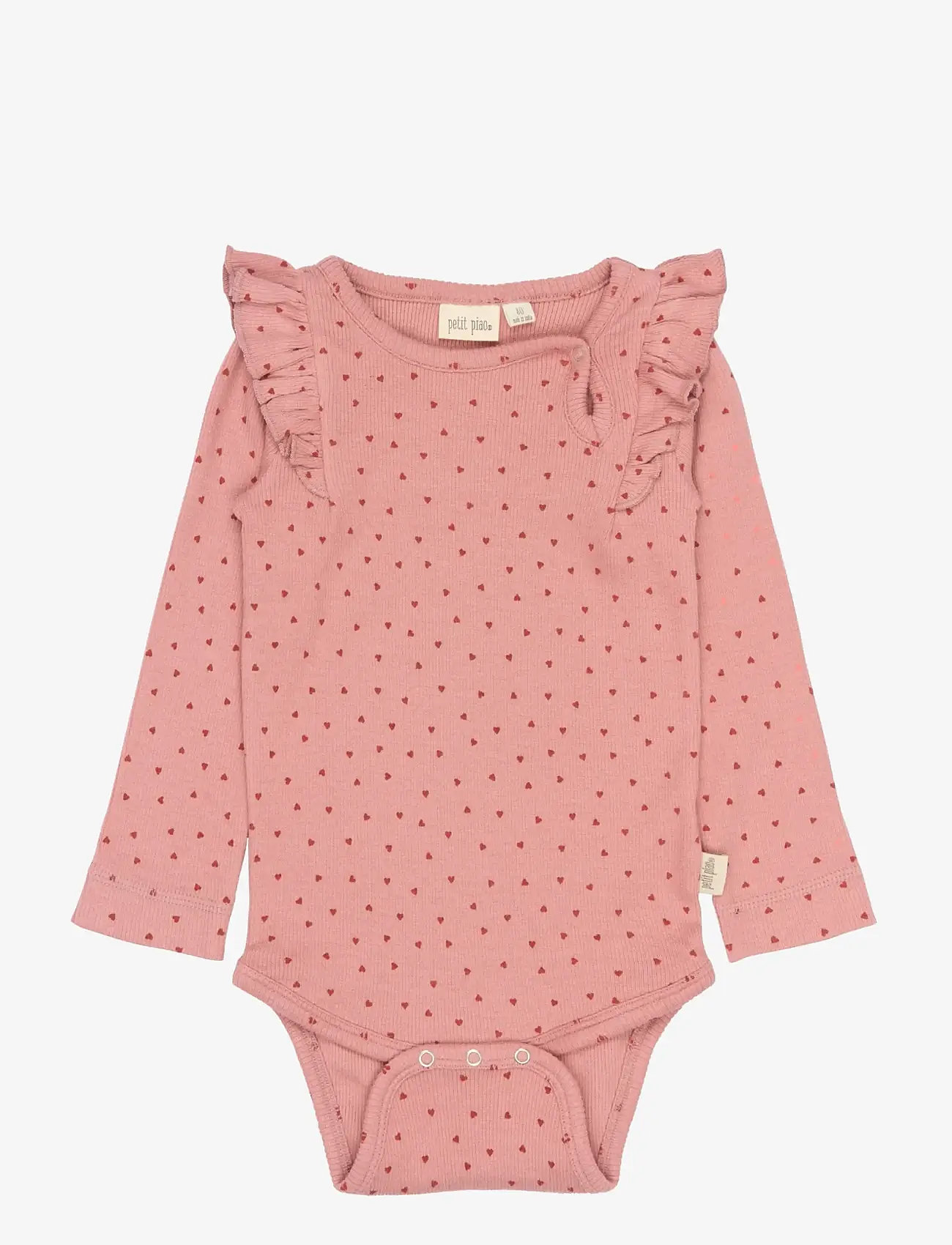 Petit Piao - PPSonja L_S Body - langærmede bodyer - dusty rose heart aop - 0