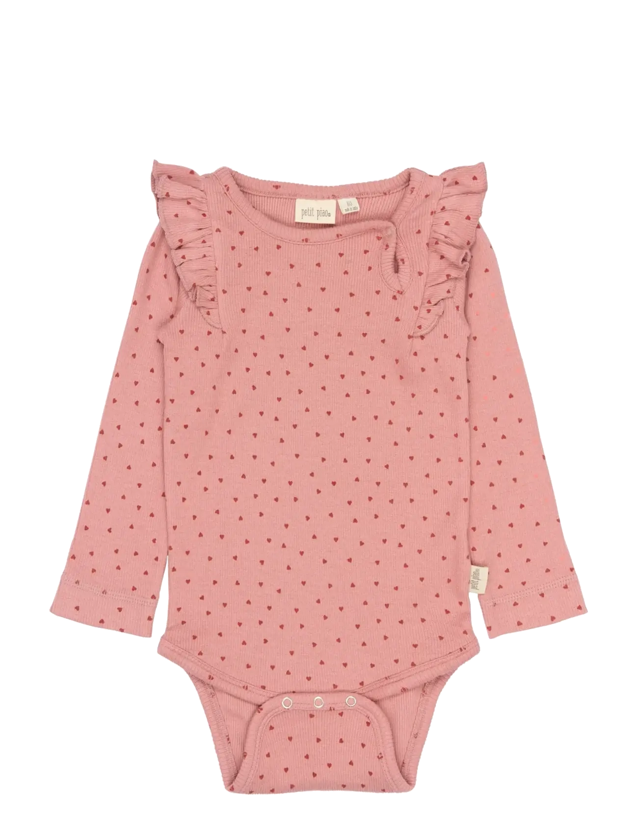 Petit Piao PPSonja L_S Body - Baby 0-2 år - DUSTY ROSE HEART AOP / pink/rose