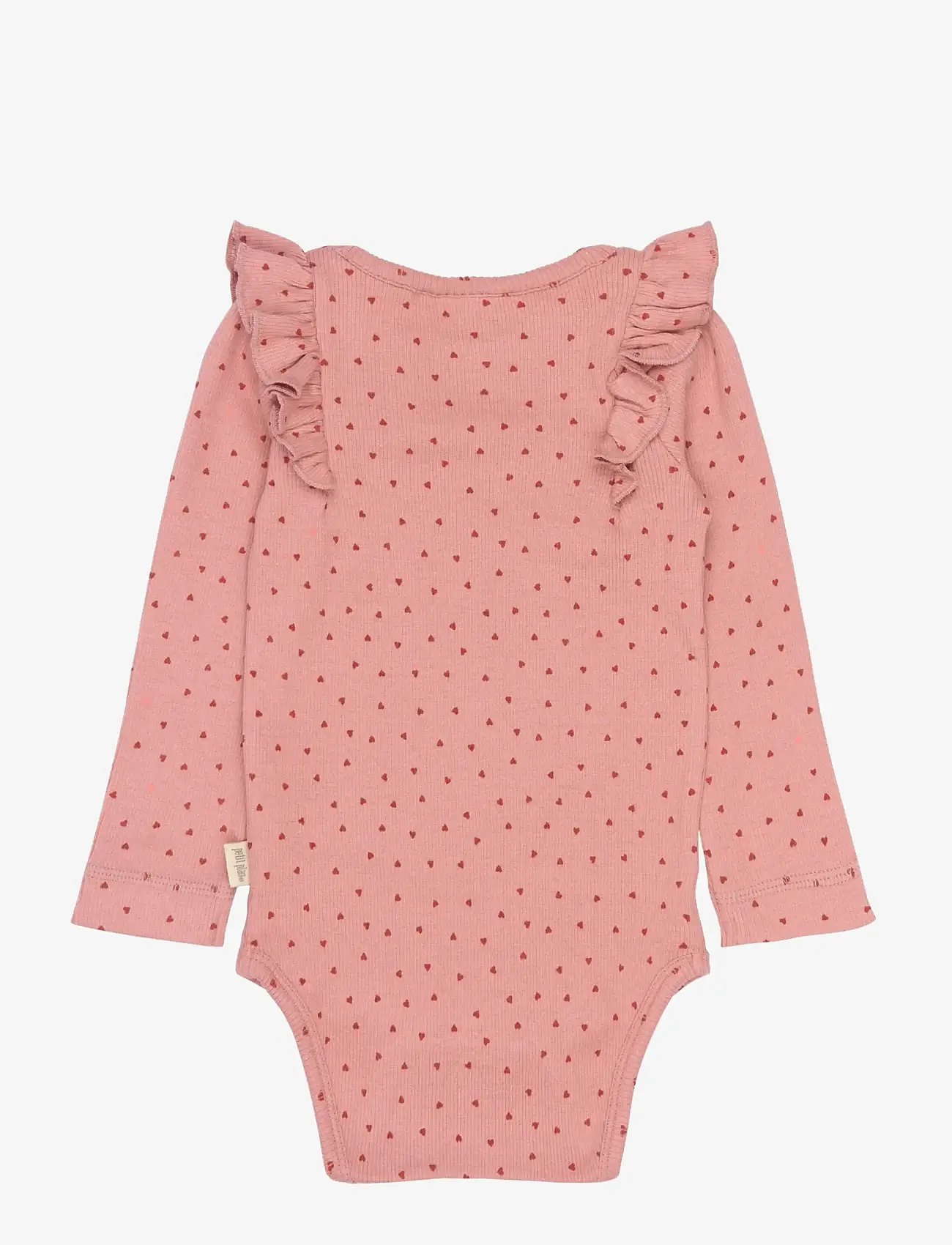 Petit Piao - PPSonja L_S Body - langærmede bodyer - dusty rose heart aop - 1