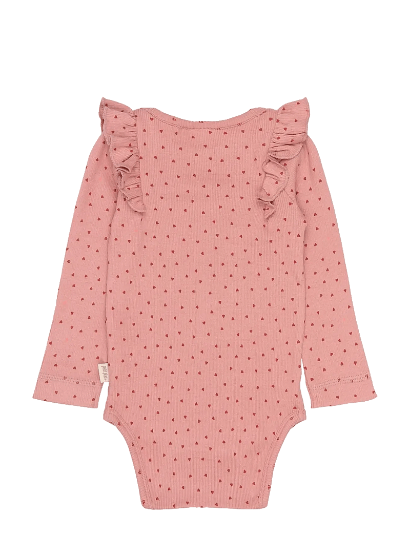 Petit Piao - PPSonja L_S Body - langærmede bodyer - dusty rose heart aop - 1