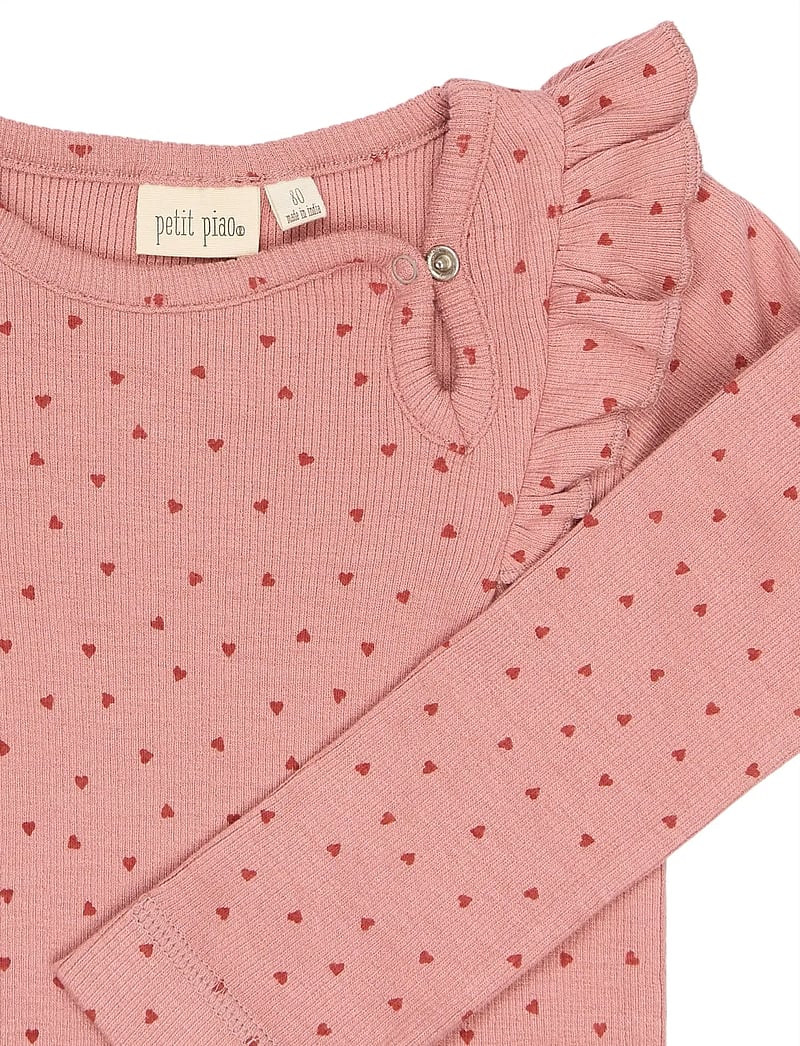 Petit Piao - PPSonja L_S Body - langærmede bodyer - dusty rose heart aop - 2