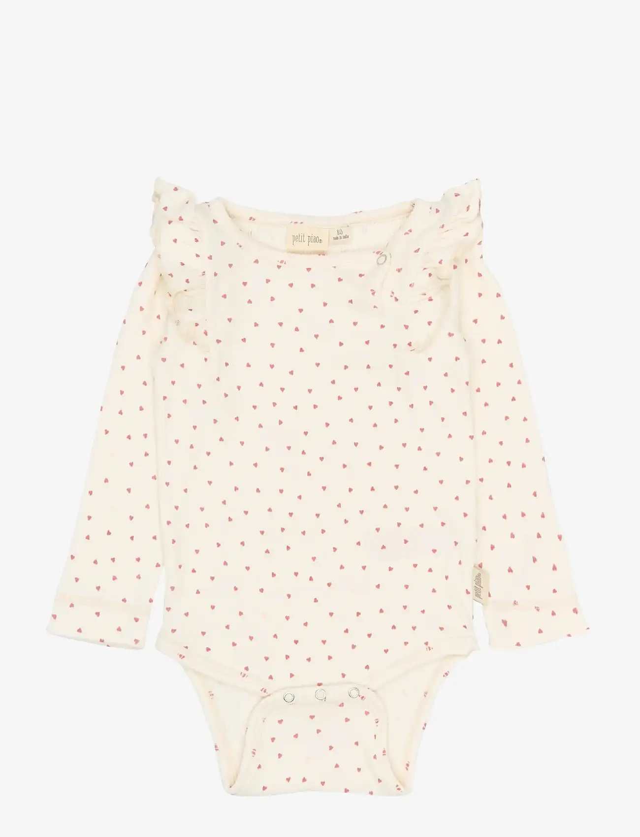 Petit Piao - PPSonja L_S Body - pikkade varrukatega bodid - eggnog heart aop - 1
