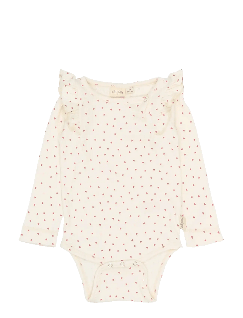 Petit Piao - PPSonja L_S Body - pikkade varrukatega bodid - eggnog heart aop - 1