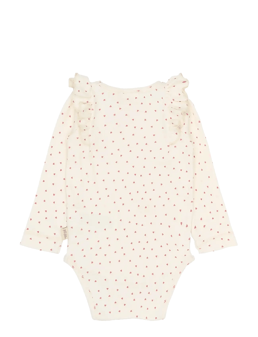 Petit Piao - PPSonja L_S Body - langærmede bodyer - eggnog heart aop - 2