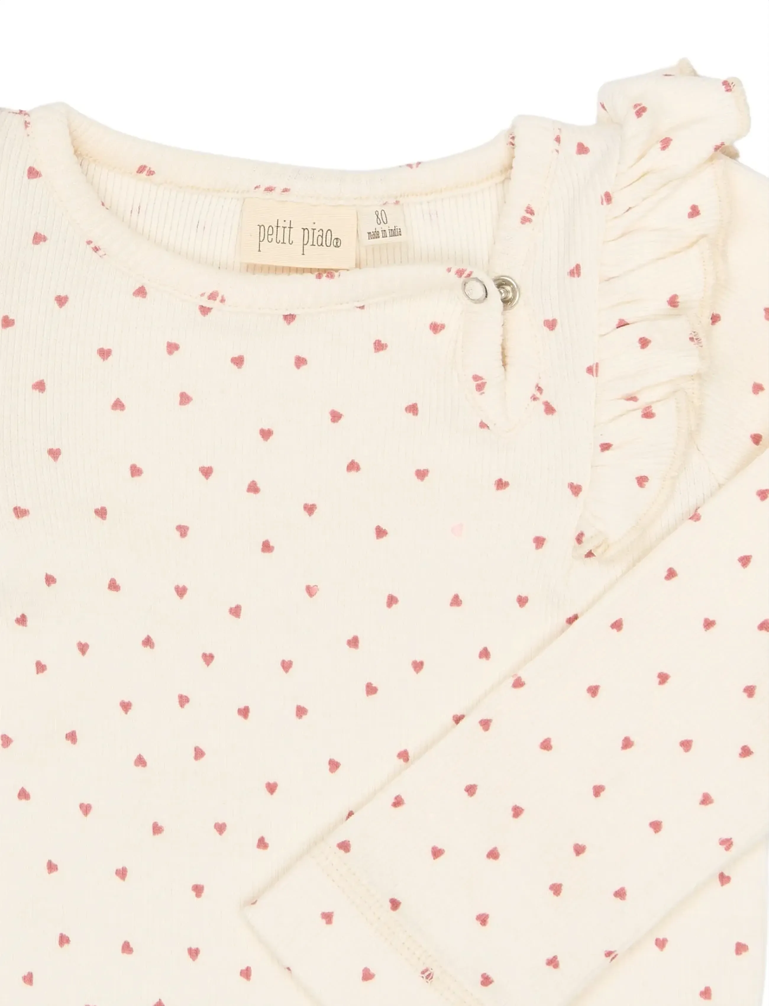 Petit Piao - PPSonja L_S Body - langærmede bodyer - eggnog heart aop - 3