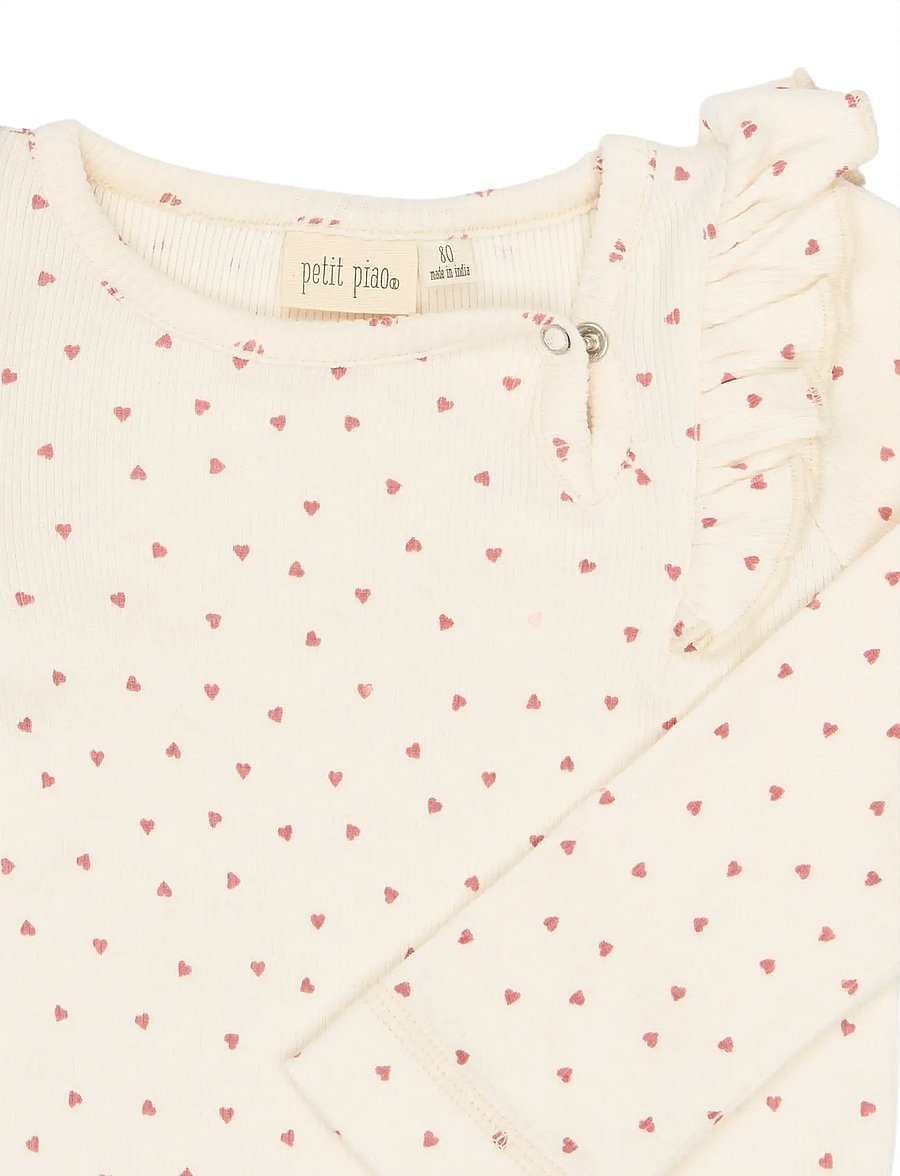 Petit Piao - PPSonja L_S Body - langærmede bodyer - eggnog heart aop - 3