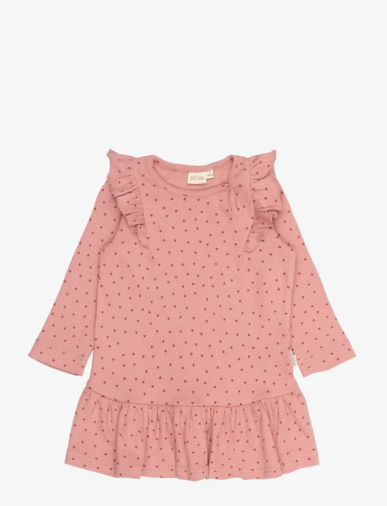 Petit Piao - PPSonja L_S Dress - langærmede hverdagskjoler - dusty rose heart aop - 1