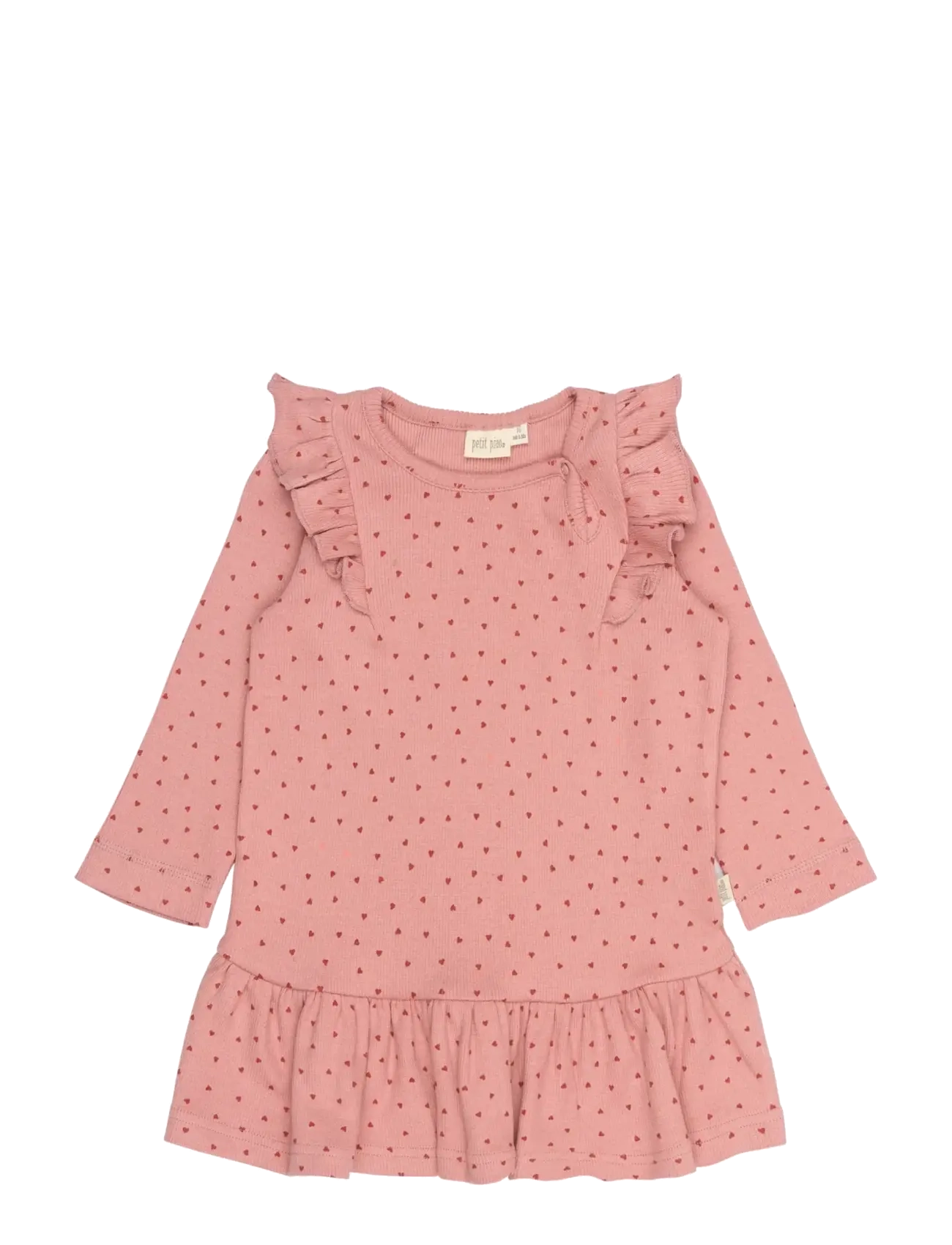 Petit Piao PPSonja L_S Dress - Uus - DUSTY ROSE HEART AOP / pink/rose