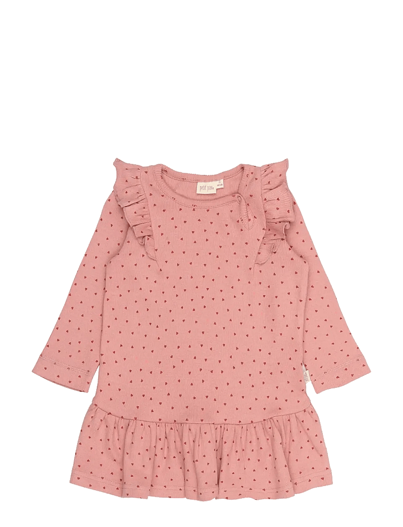 Petit Piao - PPSonja L_S Dress - langærmede hverdagskjoler - dusty rose heart aop - 1