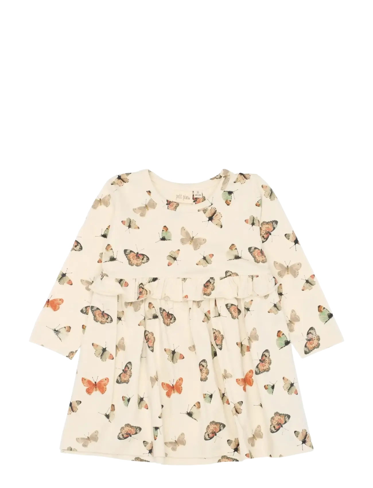 Petit Piao PPStar L_S Dress - Back to school - EGGNOG BUTTERFLY AOP / cream