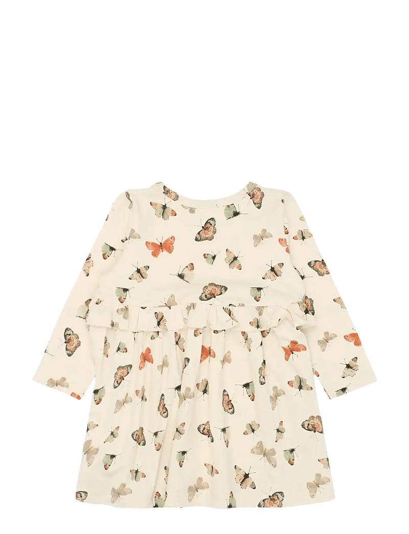 Petit Piao - PPStar L_S Dress - langærmede babykjoler - eggnog butterfly aop - 2
