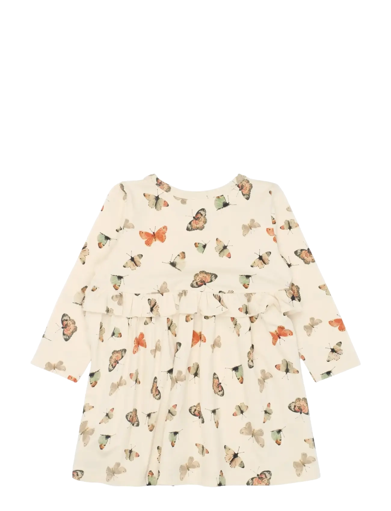 Petit Piao - PPStar L_S Dress - long-sleeved baby dresses - eggnog butterfly aop - 2