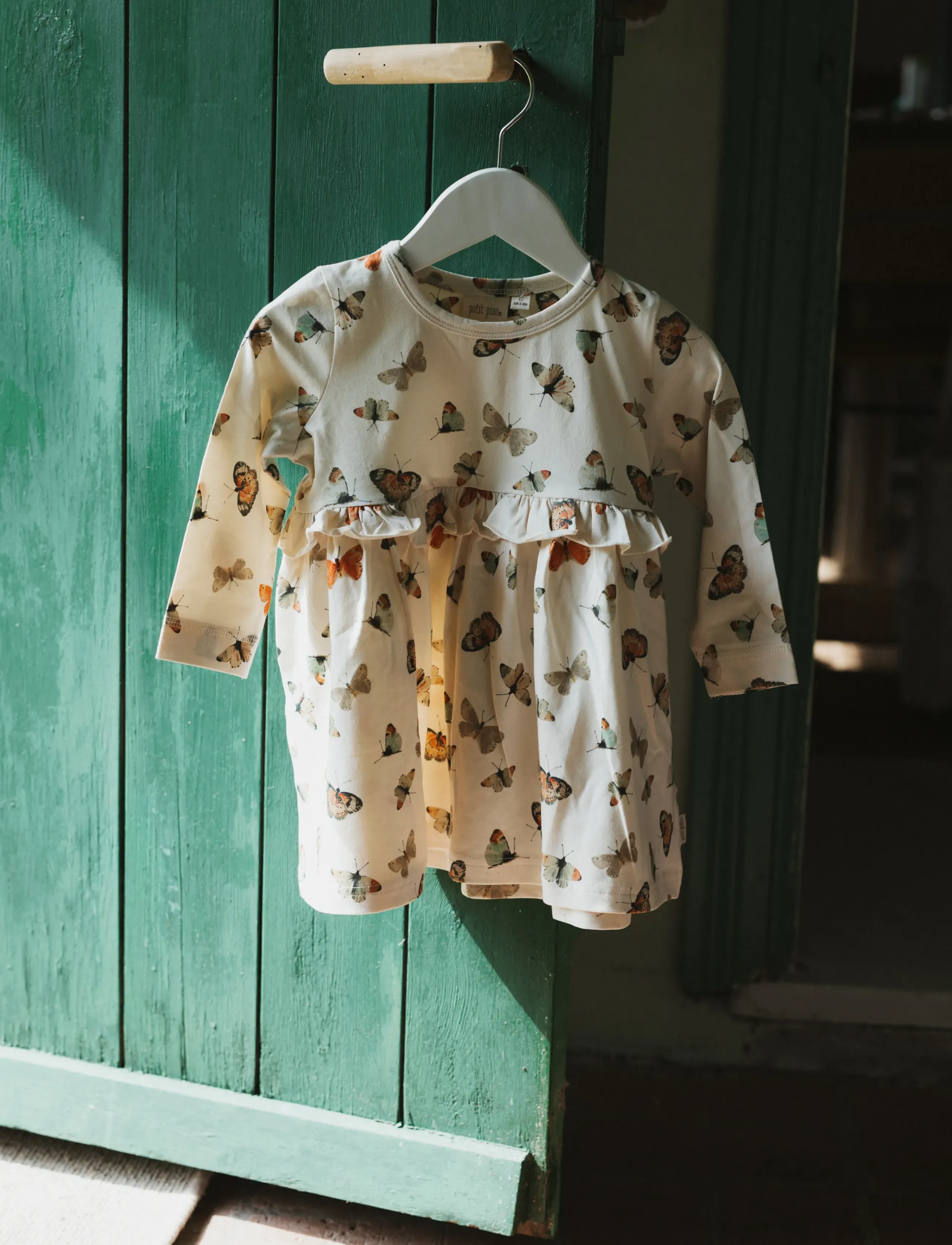 Petit Piao - PPStar L_S Dress - long-sleeved baby dresses - eggnog butterfly aop - 3
