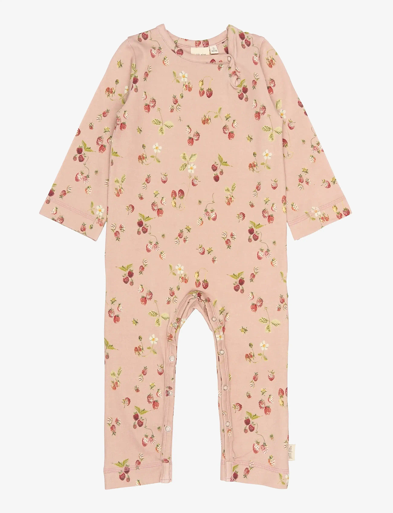 Petit Piao - PPStar L_S Jumpsuit - pikkade varrukatega - misty rose strawberry aop - 0