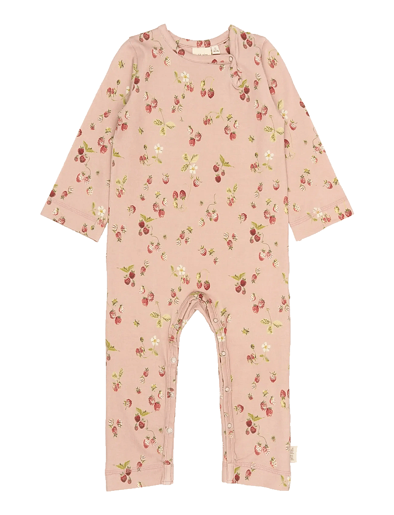 Petit Piao - PPStar L_S Jumpsuit - pikkade varrukatega - misty rose strawberry aop - 0