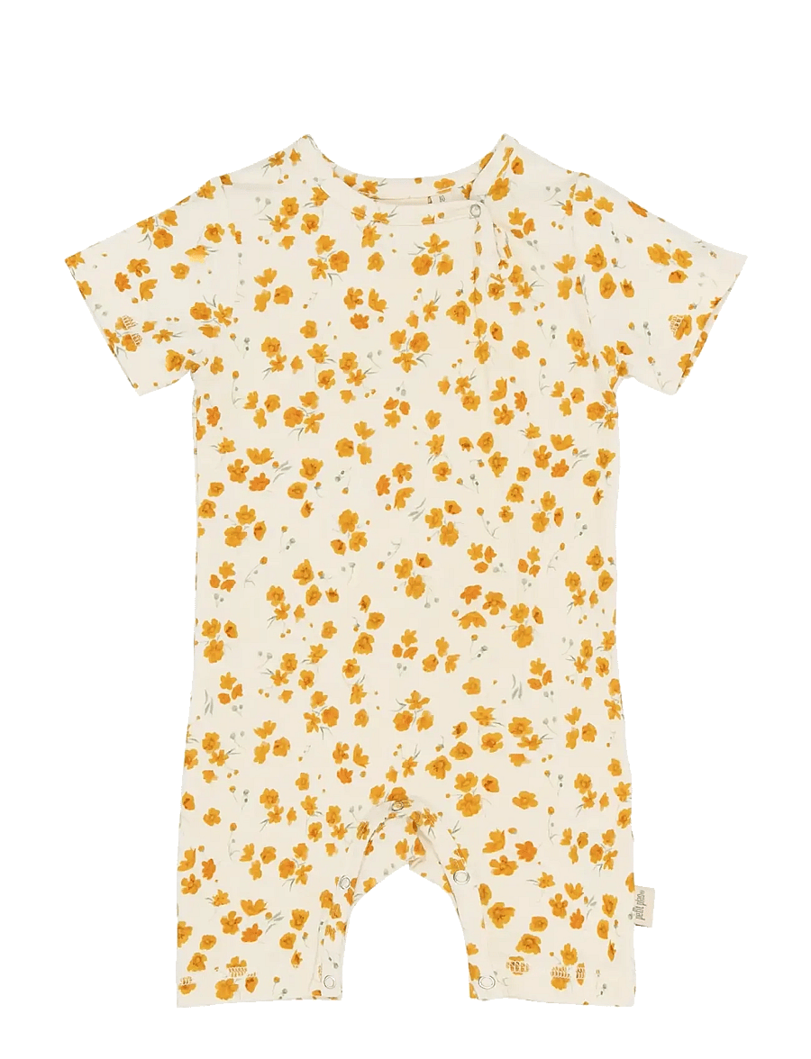 Petit Piao - PPSun S_S Jumpsuit - kurzärmelig - eggnog buttercup aop - 0