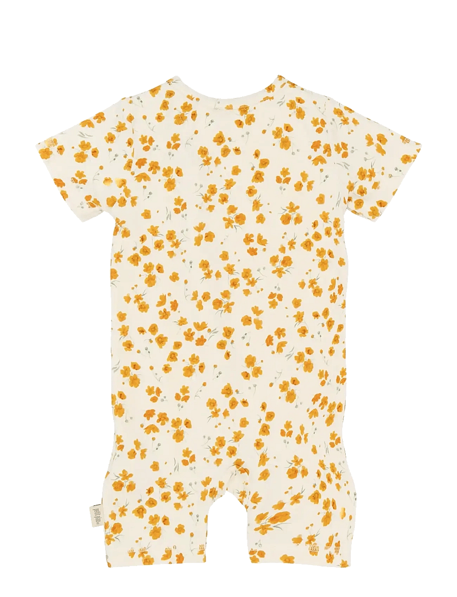 Petit Piao - PPSun S_S Jumpsuit - kurzärmelig - eggnog buttercup aop - 1