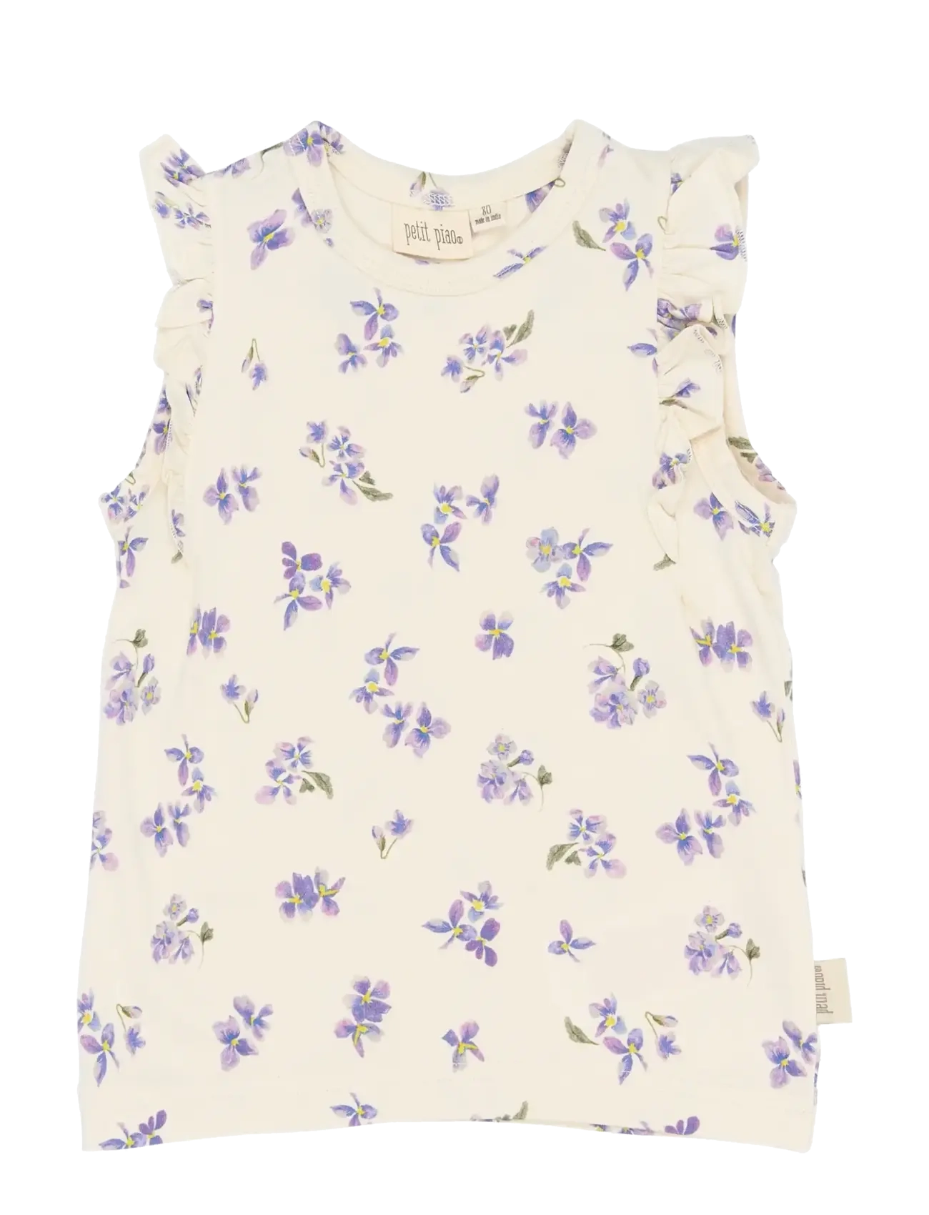Petit Piao PPStar S_L Tee - Overdele - EGGNOG VIOLA AOP / cream
