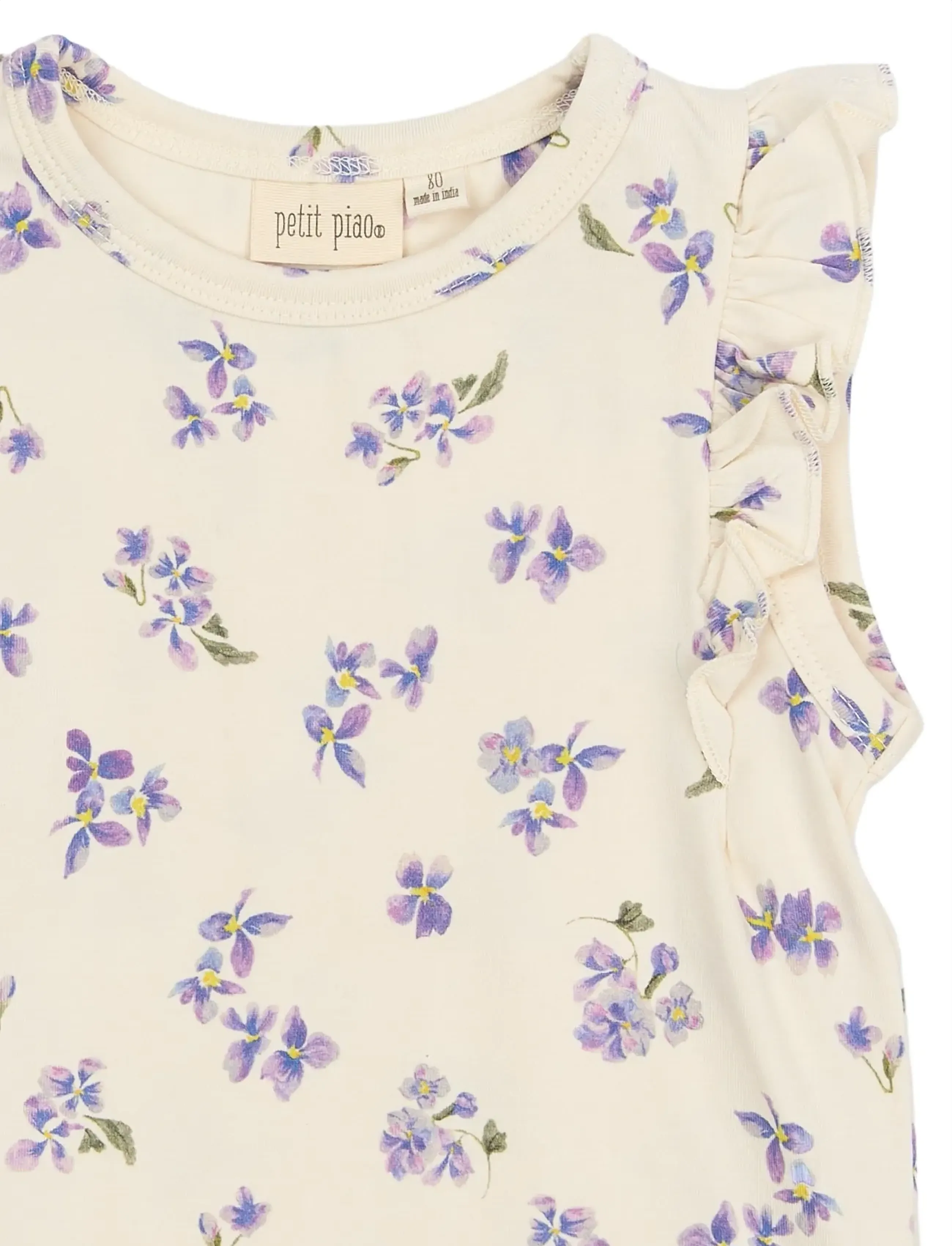Petit Piao - PPStar S_L Tee - Õlapaeltega topid - eggnog viola aop - 3