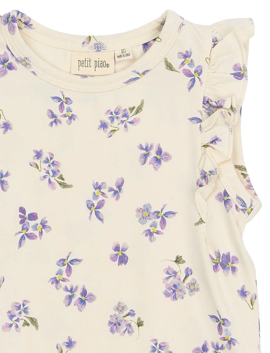 Petit Piao - PPStar S_L Tee - Õlapaeltega topid - eggnog viola aop - 3