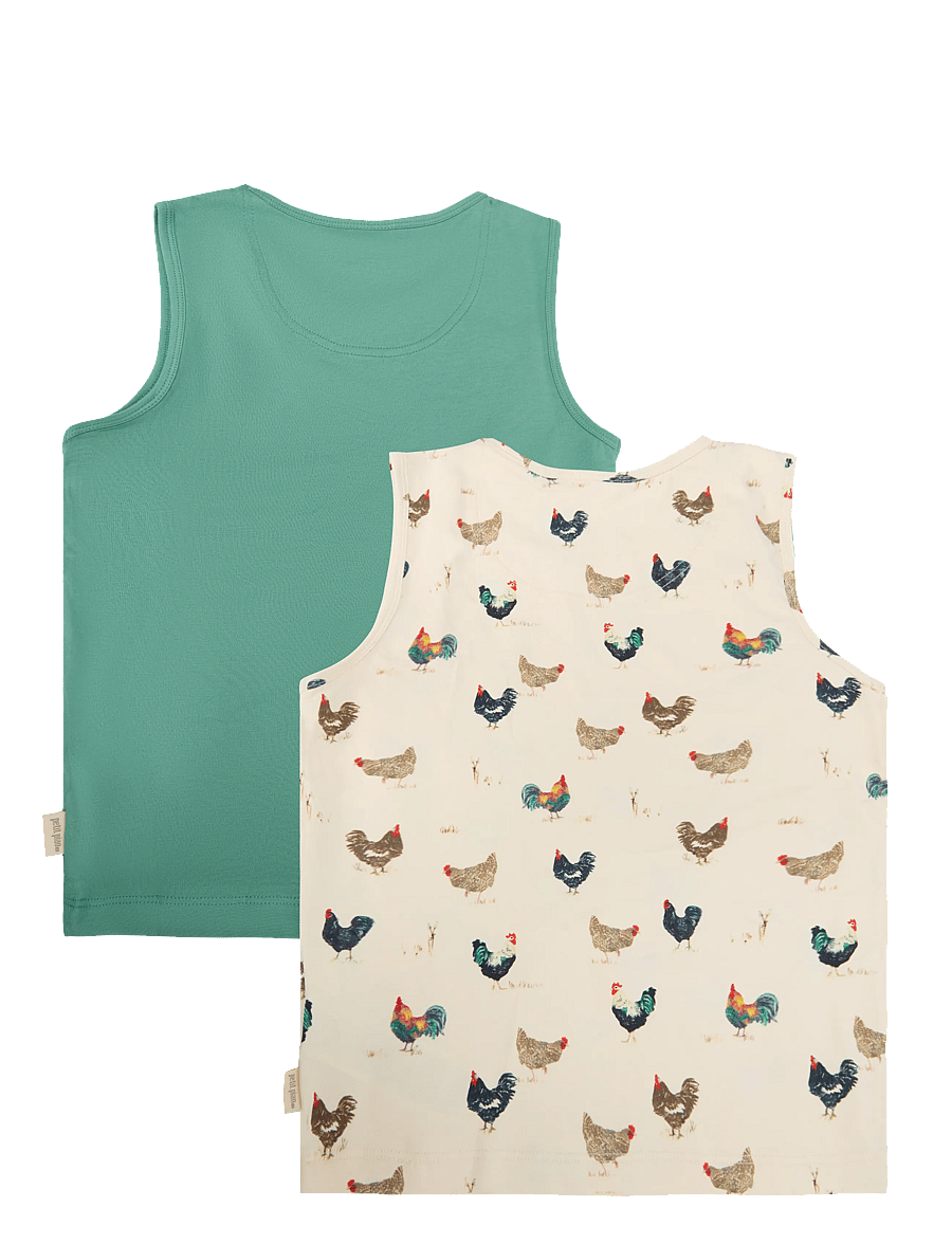 Petit Piao - PPStar Boys Undershirt 2-pack - tanktops - eggnog rooster aop - 1