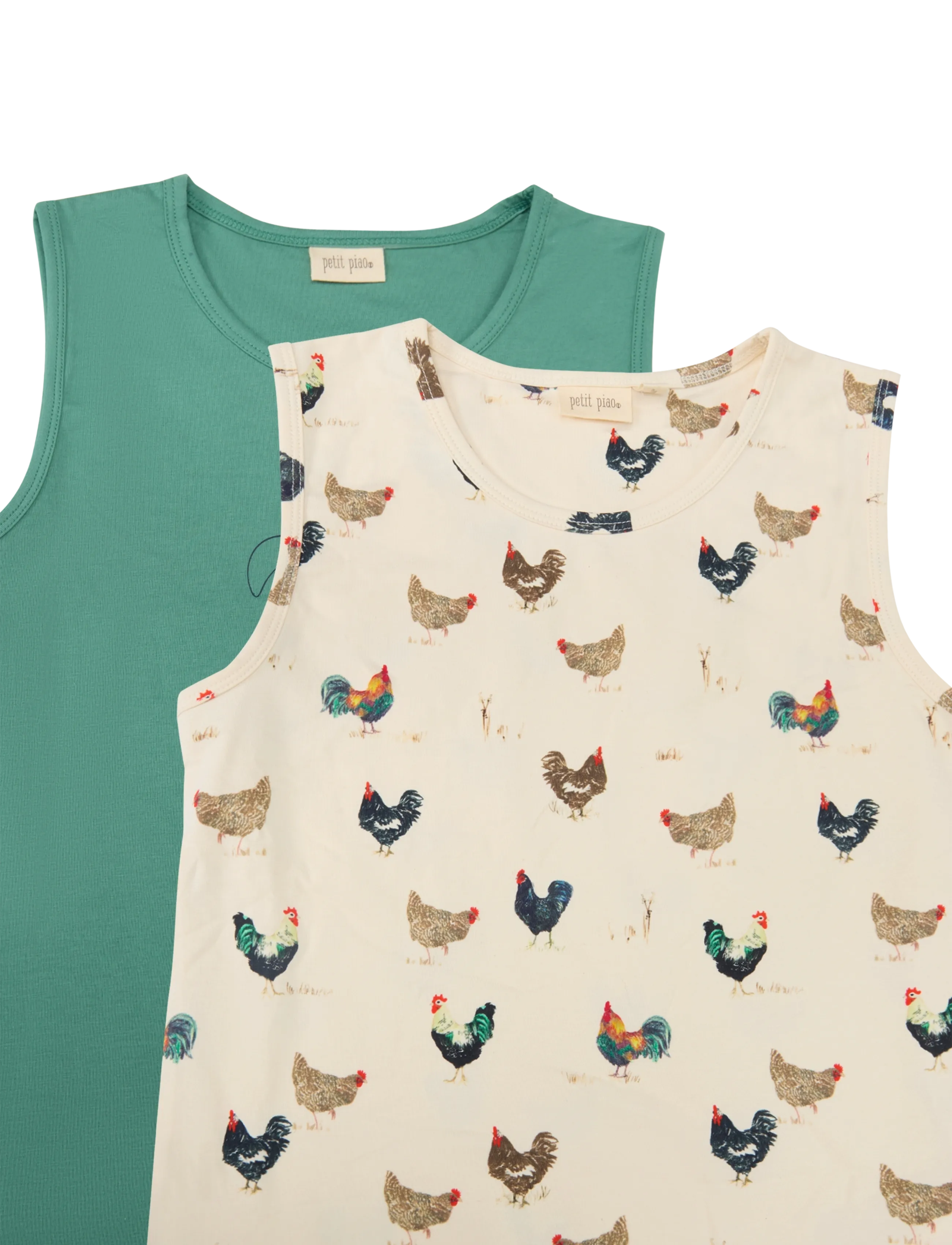 Petit Piao - PPStar Boys Undershirt 2-pack - Ärmellose - eggnog rooster aop - 3