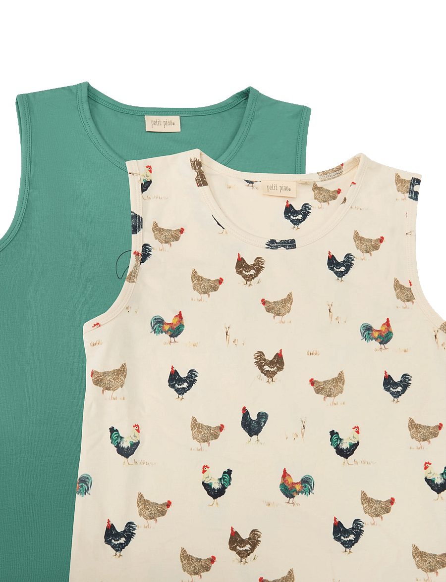 Petit Piao - PPStar Boys Undershirt 2-pack - tanktops - eggnog rooster aop - 3