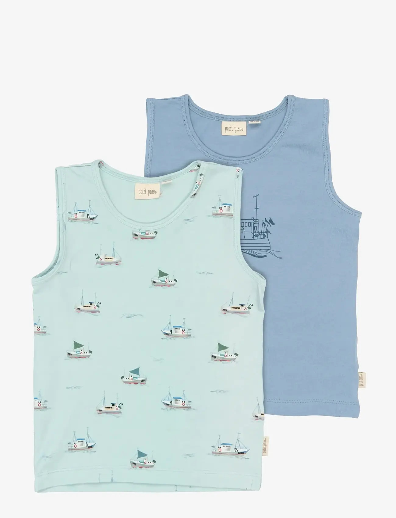 Petit Piao - PPStar Boys Undershirt 2-pack - Õlapaeltega topid - illusion blue boat aop - 0