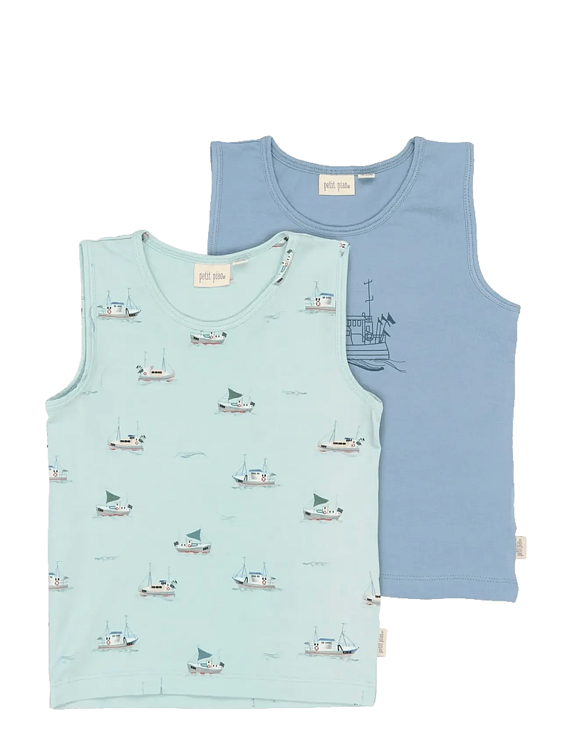 Petit Piao - PPStar Boys Undershirt 2-pack - Õlapaeltega topid - illusion blue boat aop - 0