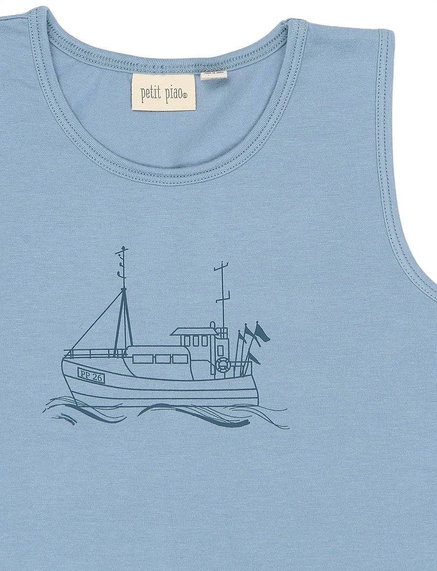 Petit Piao - PPStar Boys Undershirt 2-pack - tanktops - illusion blue boat aop - 3